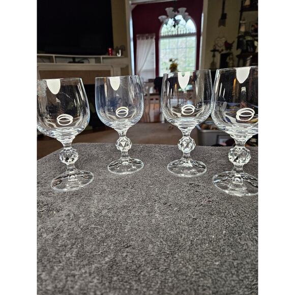 Set of 4 Bohemia Czechoslovakia Claudia Fine Crystal Goblets - Picture 3 of 3